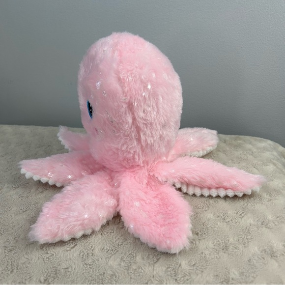 Midwood Brands Pink Octopus Jellyfish Plush Blue Eyes White Ribbed Lovey - Picture 2 of 6